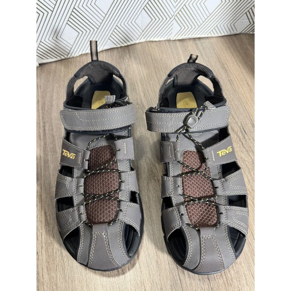 Teva‎ Mens Hiking Sandals Brown Gray Closed Toe ShocPad shoes size 11